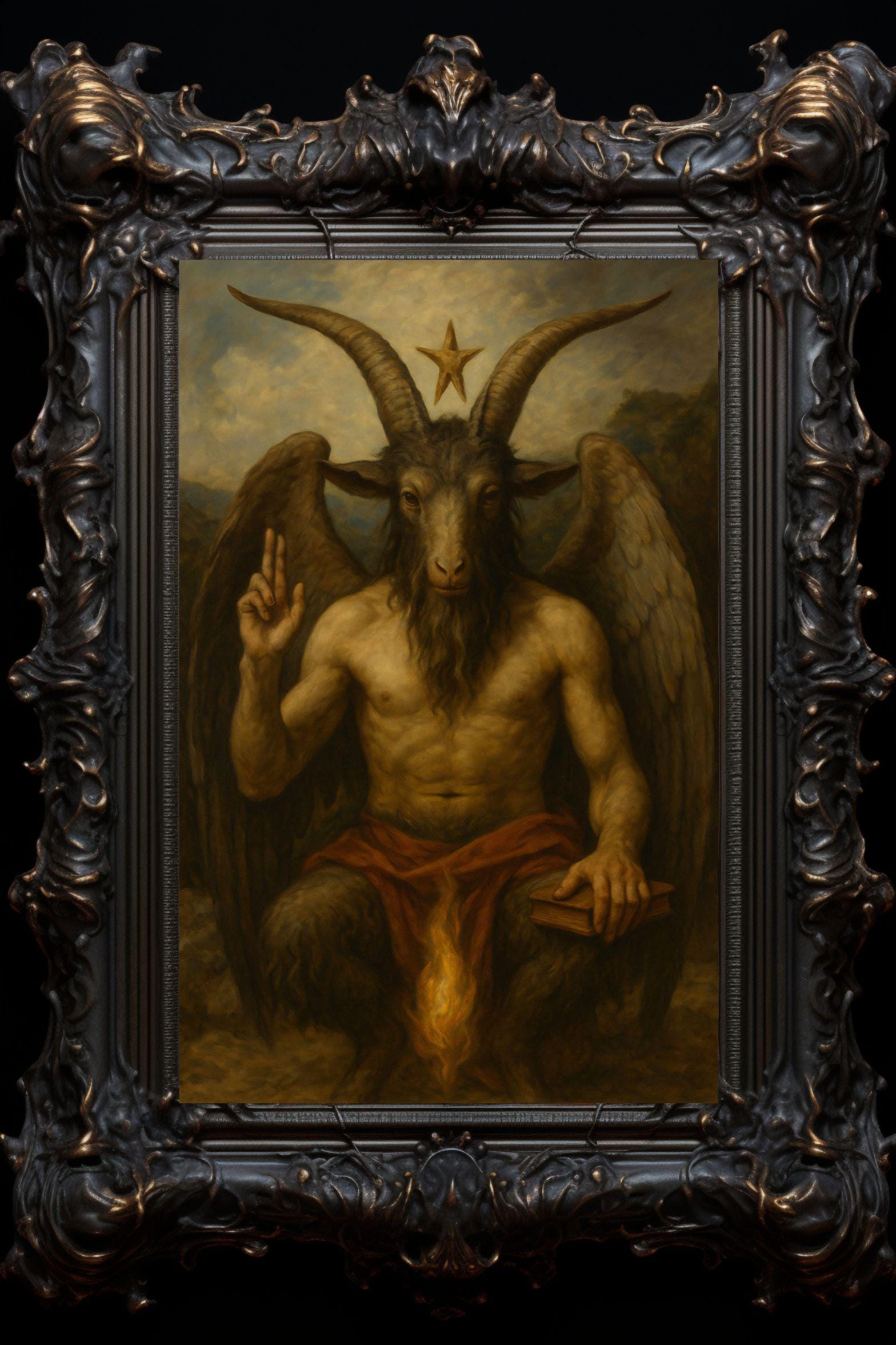 Baphomet Art Print Gothic Occult Altar Decor Etsy