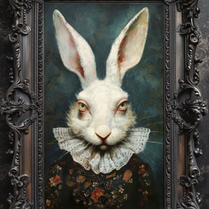 White Rabbit Art Print: Alice in Wonderland, Gothic Home Decor