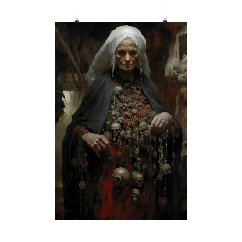 Baba Yaga Art Print | Slavic Witch Home Decor image 2