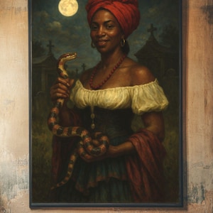 Marie Laveau Art Print: Voodoo Queen, Serpent Familiar, New Orleans Wall Decor