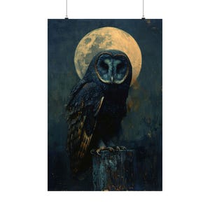 Barn Owl Art Print: Gothic Halloween Witch Decor image 3