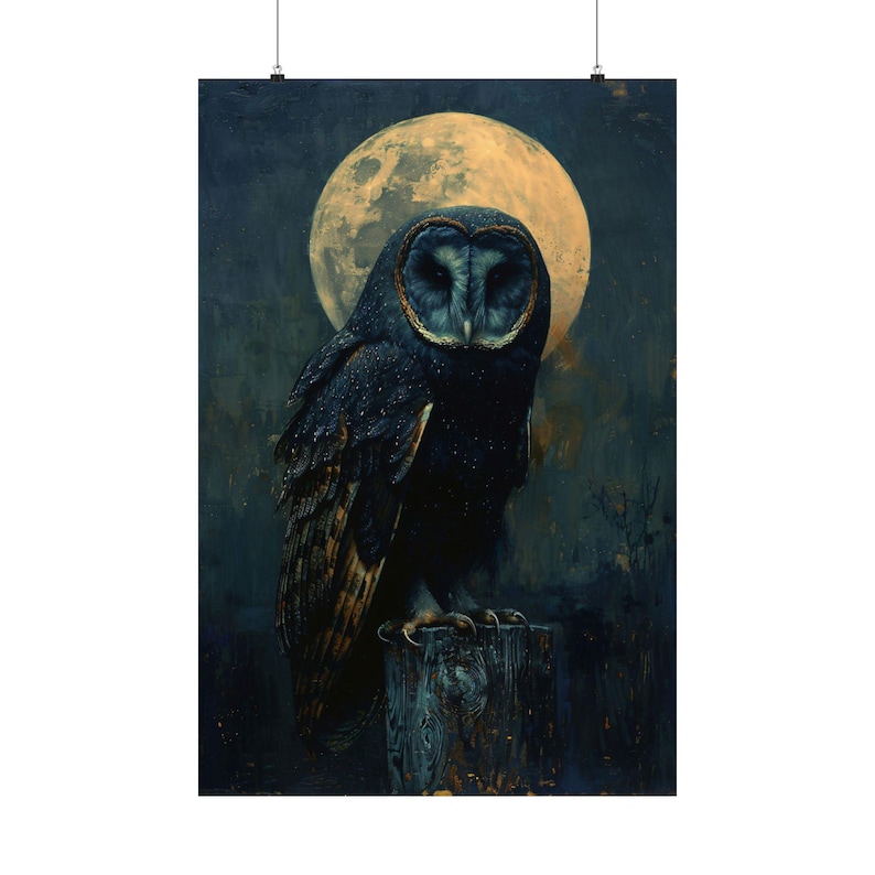 Barn Owl Art Print: Gothic Halloween Witch Decor image 3