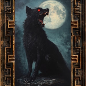 Werewolf of Bedburg Art Print, Lycan Wolf, Full Moon Halloween, Mythical Creature Monster, Horror Legend Folklore, Dark Gothic Artwork