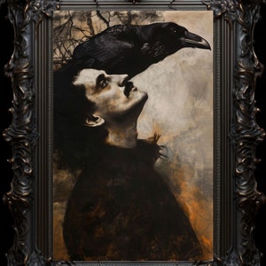 Edgar Allan Poe Raven Art Print: Gothic Macabre Decor