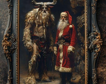 Saint Nicholas Krampus Art Print, Alpine Bavarian Folklore, Santa Winter Yule Christmas, Mythical Pagan Mythology, Holiday Season Gift