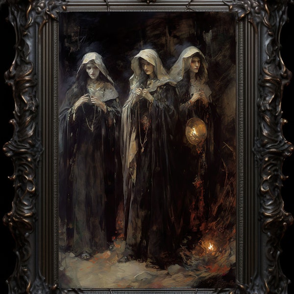 Weird Sisters Macbeth Art Print Poster Wall Hanging Home Decor Shakespeare Witchcraft Wicca Magic Magick Altar Theater Dark Gothic Fantasy