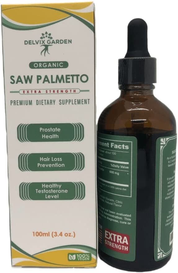 Saw Palmetto Liquid Extract 100ml Bottle Months of Supply of Pure and