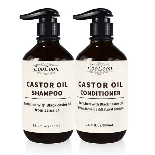 Castor Oil Shampoo and Conditioner for Hair Growth, Thinning Hair, Curly Hair
