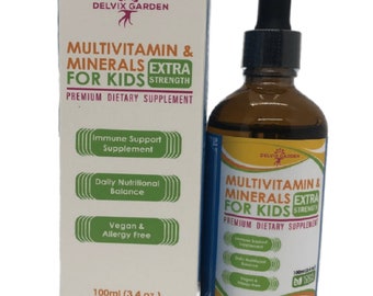Multivitamins Drops for Kids: Plant-Based Liquid Multivitamin and Minerals for Kids, 100ml Kids Complete Multivitamin and Mineral Supplement