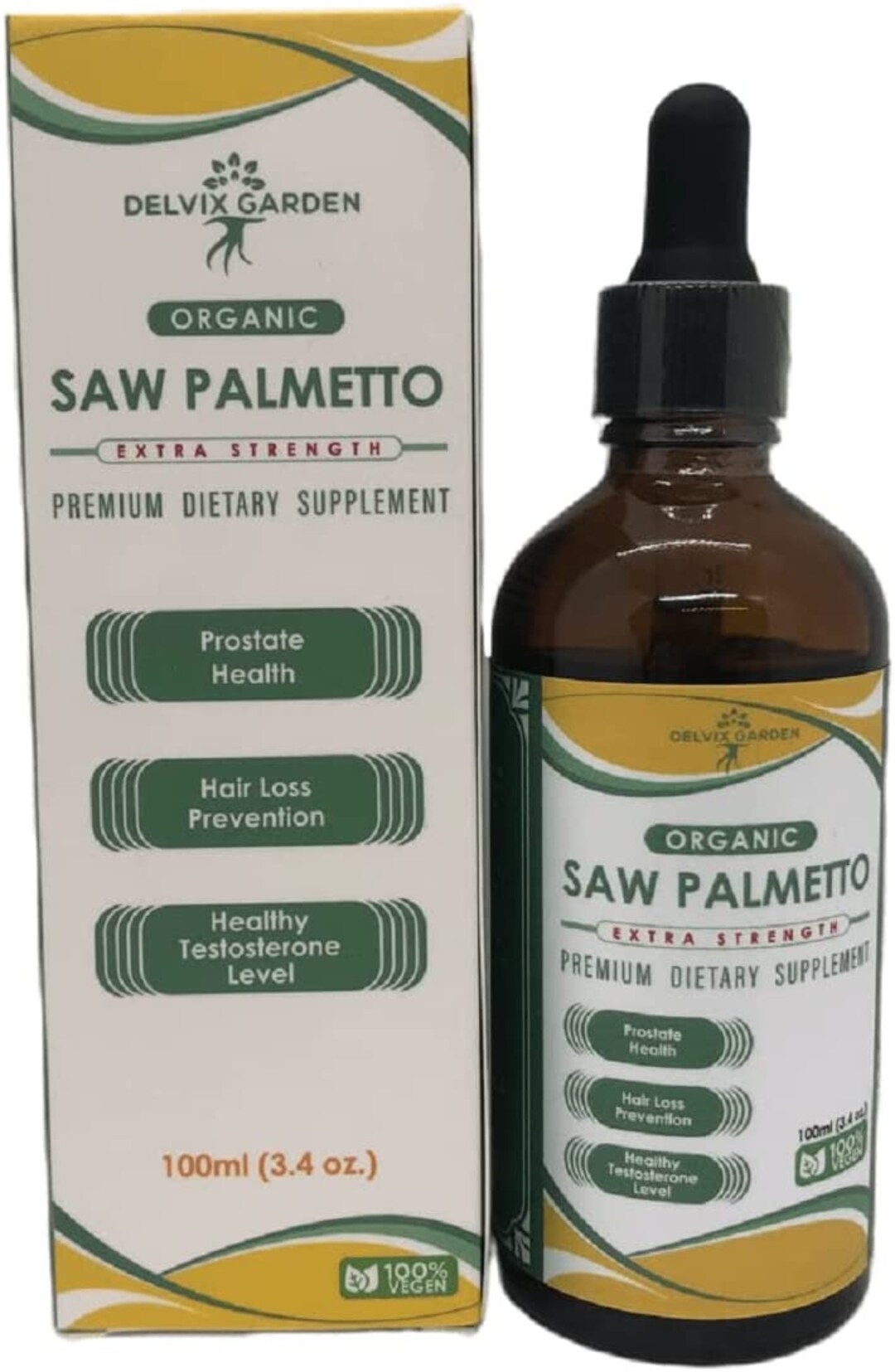 Saw Palmetto Liquid Extract 100ml Bottle Months of Supply of Pure and