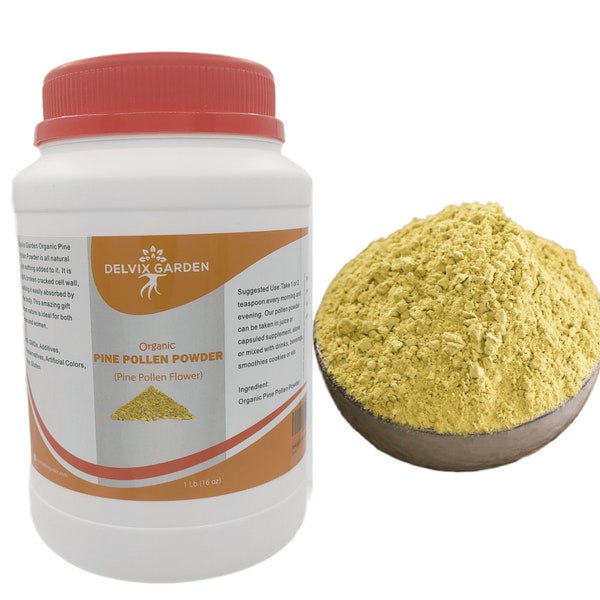 Pine Pollen Powder 99.99% Broken Cell Wall, 16 oz.  Pure Pine Pollen Powder Bulk, Vegan Complete Protein Superfood