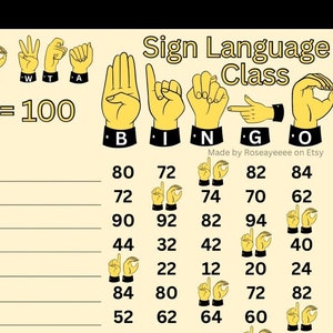 ¡Gran oferta! Lengua de Señas Clase 100 WTA en cada fila, tablero de bingo temático PyP de 15 líneas
