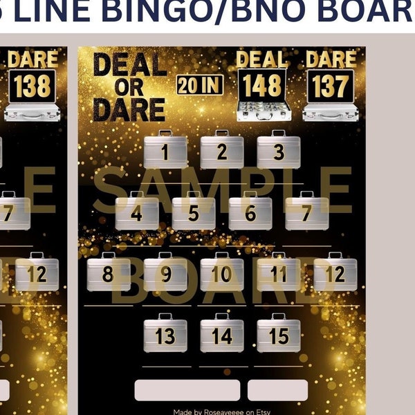 SALE! Deal or Dare 20 IN *3 Varieties*, 15 Line Themed Bingo Board