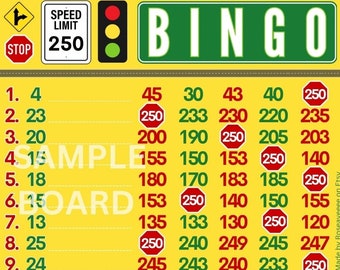 Traffic School 250 WTA In Each Row, 15 Line PYP Themed Bingo Board