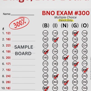 SALE! Bingo Exam 300 WTA In Each Row, 15 Line PYP Themed Bingo Board