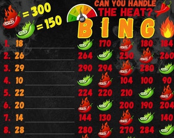 Can You Handle The Heat 300 WTA & 150 In Each Row, 15 Line PYP Themed Bingo Board, 2 Versions (With/Without Lines)