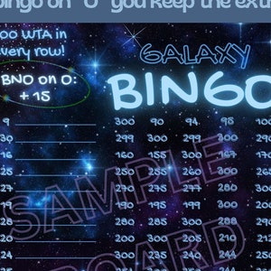 SALE! Galaxy 300 WTA In Each Row, 15 Line PYP Themed Bingo Board