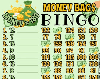 マネーバッグ180 WTA＆プロボード（最低20）、15ラインPYPテーマビンゴボード