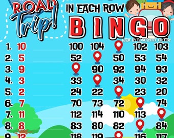 Road Trip 120 *2 Versions* Reg. WTA & Pro. Board (Min. 20), 15 Line PYP Themed Bingo Boards