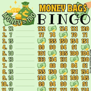Money Bags 180 WTA e Pro. Board (min. 20), 15 linee PYP a tema bingo