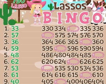 Lucky Lassos 750 *2 Versions* Reg. WTA & Pro. Boards, 15 Line PYP Themed Bingo Boards