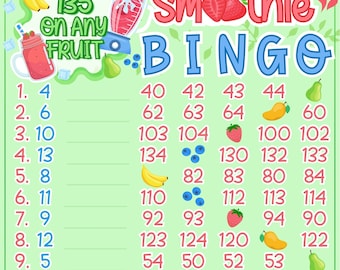 Smoothie 135 *2 Versions* Reg. WTA & Pro. Board (Min. 20), 15 Line PYP Themed Bingo Boards