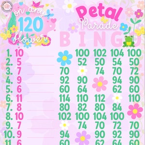 Petal Parade 120 WTA Reg. Bingo Boards, *2 Versions* With/Without Lines, Themed 1-15 Line Bingo Boards