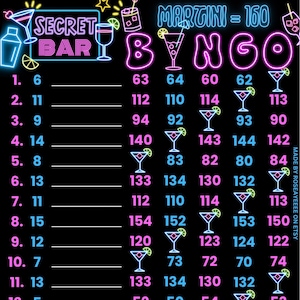 Secret Bar 160 WTA em cada linha, tabuleiro de bingo com tema PYP de 15 linhas (com/sem linhas incluídas)