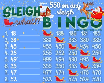 HOLIDAY! Sleigh What?! 550 WTA & Pro. Board (Min. 80), 15 Line PYP Themed Bingo Boards