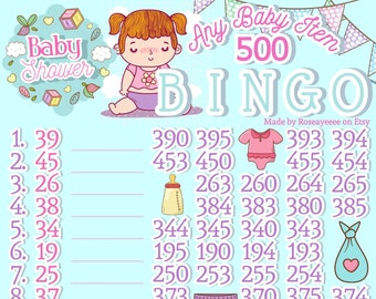 NEW! Baby Shower 500 WTA *2 Versions* Regular & Pro. Board (Min. 120), 15 Line Pyp Themed Bingo Boards