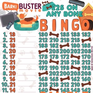 BARKbuster Movie 225 WTA *2 Versions* Reg. & Pro. Boards (Min. 50), 15 Line PYP Themed Bingo Boards