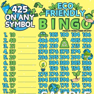 NEW! Eco Friendly 425 WTA *2 Versions* Regular & Pro. Boards (Min. 75), 15 Line PYP Themed Bingo Boards