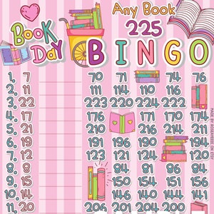 Book Day 225 WTA *2 Versions* Reg. & Pro. Board (Min. 35), 15 Line PYP Themed Bingo Boards