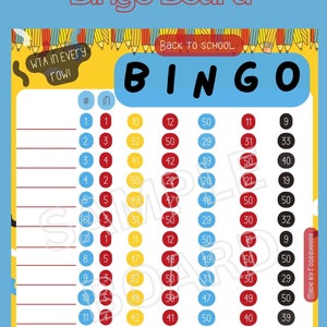 MEGA SALE! Back To School 50 WTA In Each Row 15 Line Pyp Bingo Board