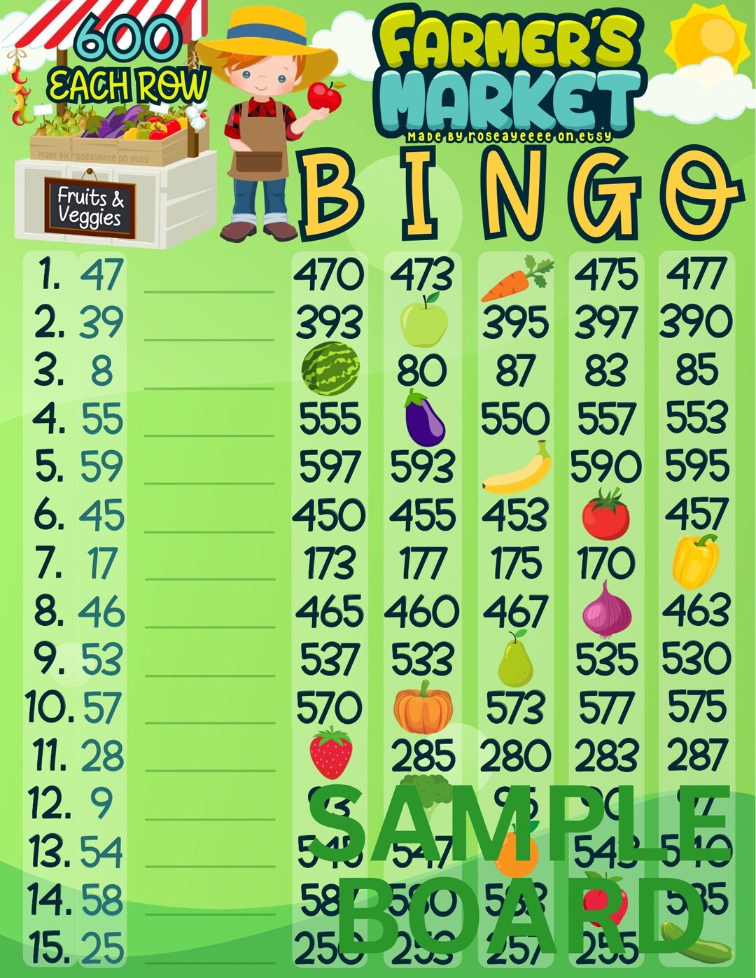 Farmers Market 600 *2 Versions* Reg. WTA & Pro. Board, 15 Line PYP ...