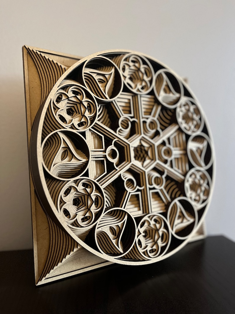 Multi Layer Laser Cut Wood Geometric Mandala Art Spiritual Etsy