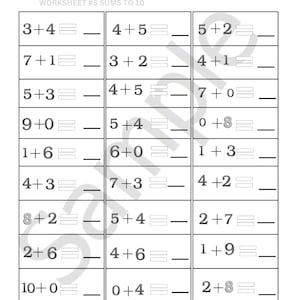 14 Afdrukbare optelwerkbladen met antwoorden . Werkblad voor het optellen van drie cijfers, optellen met afbeeldingen, wiskunde 1e leerjaar, som optellen tot 10.