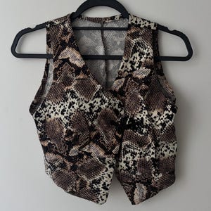 Handmade Sleeveless Snake Print Vest, Western Chic Statement Piece