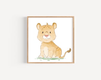 Impression de chambre de bébé lion, aquarelle bébé lion art (téléchargement numérique)