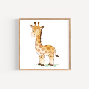 Póster infantil, ilustración artística de jirafa bebé, impresión de jirafa para guardería, impresión artística de jirafa bebé, impresión de jirafa de dibujos animados, arte de pared de jirafa