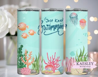 20オンス スキニー タンブラー ラップ、ジャスト キープ スイミング タンブラー デザイン、ジャスト キープ スイミング タンブラー png、デジタル ダウンロード、キープ スイミング タンブラー ラップ