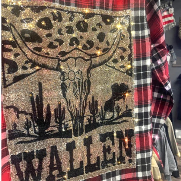 WALLEN Leopard FLANNEL * New, With Awesome SEQUIN Patch on back!