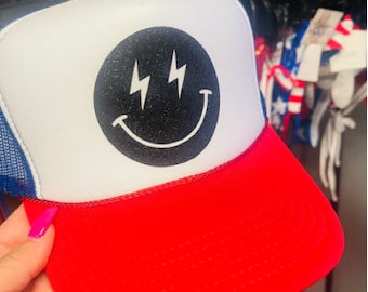 Patriotic SMILEY Trucker Hat