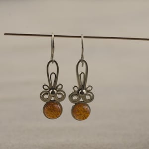 Handmade vintage amber earrings,drop earrings,unique handmade jewerly, beautiful vintage earrings,Valentines present,timeless amber jewelry