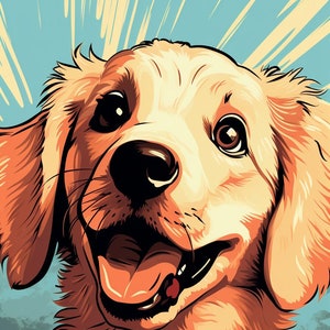 Schattige hond digitaal kunstwerk | Digitale download | AI gegenereerd | AI-kunst | afdrukbaar | Digitale kunst | muur kunst