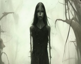 The Girl - Digital Art Download - Printable Art - Dark Surreal Art - Dark Fantasy Art Print - Gothic Dark Art