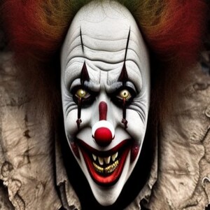 Creepy Clown, Scary Circus Clown, Digital Download, Instant Download, Printable