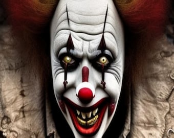 Creepy Clown, Scary Circus Clown, Digital Download, Instant Download, Printable