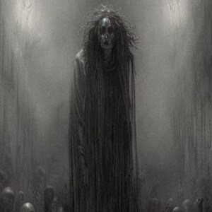 The Old Hag - Digital Art Download - Black and White Gothic - Legend and Folklore image 1