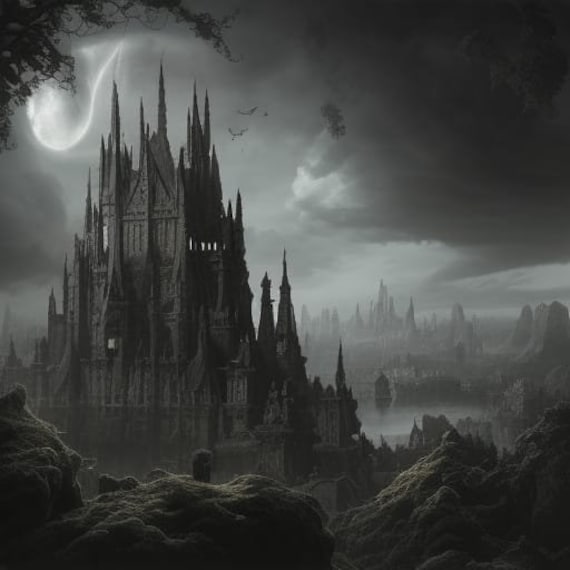 Dark Academia Decor Poster Digital Download Moonlight Castle Print Dark  Fantasy Landscape Gift for Fantasy Lover Dark Art - Etsy